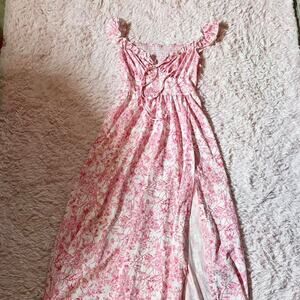 Pink Floral Peasant Prairie Milkmaid Whimsical Flutter Coquette Twee Sundress